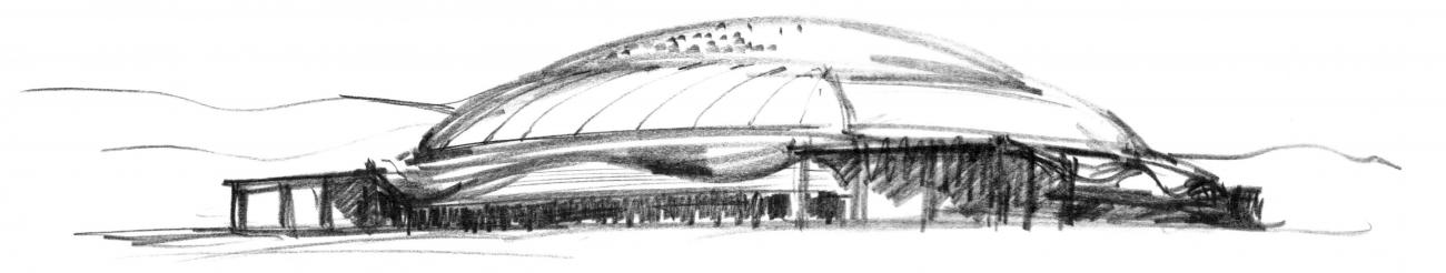 Palau Sant Jordi, drawing courtesy of Arata Isozaki and Associates